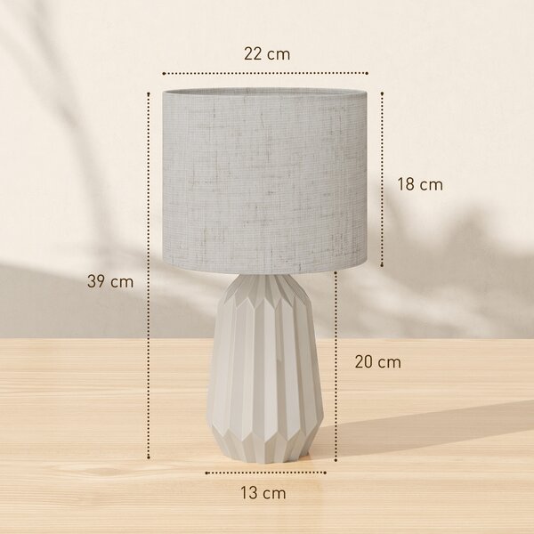 HOMCOM Lampada da tavolo con paralume in lino e interruttore, beige | Aosom Italy