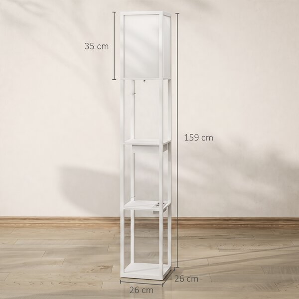 HOMCOM Lampada da terra con 3 ripiani, porte USB e interruttore a pedale, bianco | Aosom Italy
