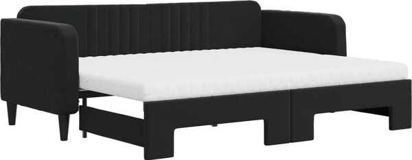 Divano Letto Estraibile con Materassi Nero 80x200 cm Velluto