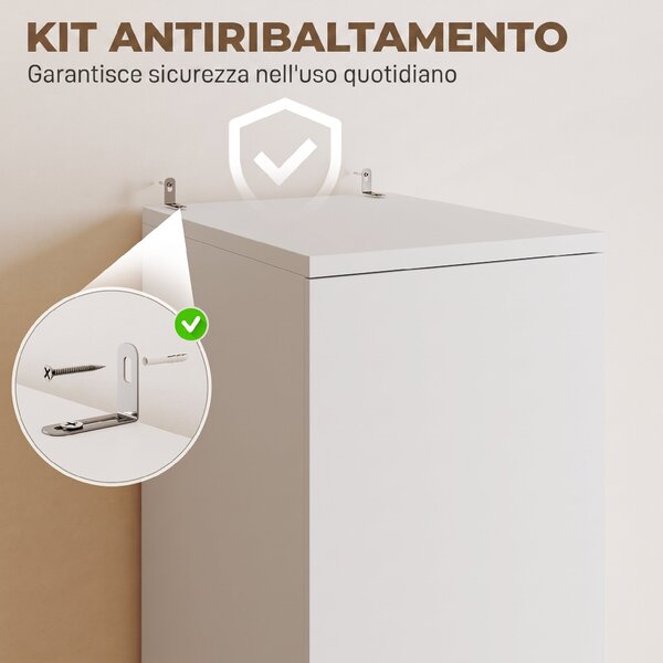 HOMCOM Armadio portabiti con asta appendiabiti e cassetto, bianco | Aosom Italy