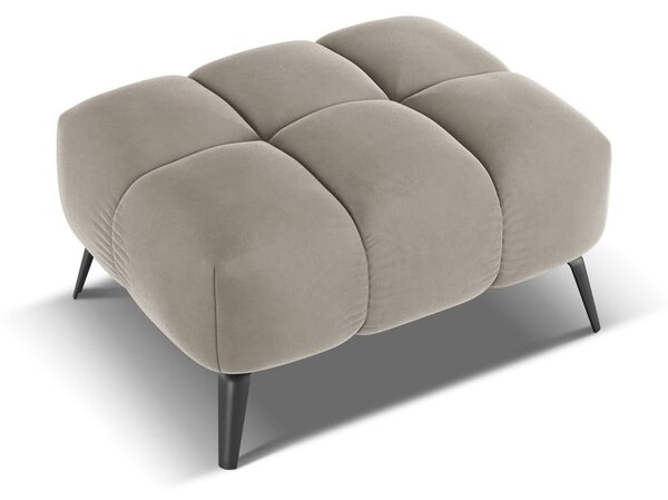 Poggiapiedi beige con rivestimento in velluto Nalu – Makamii