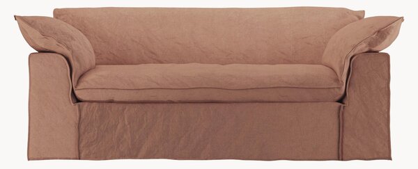 Divano 3 posti in lino rosa antico Nomad, 204 cm