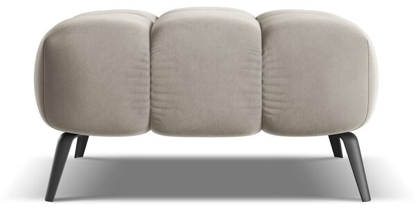 Poggiapiedi beige con rivestimento in velluto Nalu – Makamii