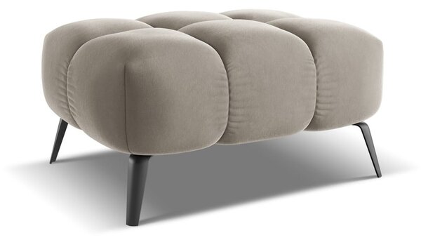 Poggiapiedi beige con rivestimento in velluto Nalu – Makamii