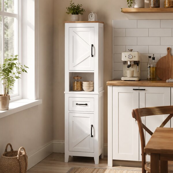 HOMCOM Armadio bagno alto e stretto con cassetto e ripiani regolabili, bianco | Aosom Italy
