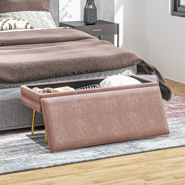 HOMCOM Panca imbottita contenitore con struttura in acciaio, 100x37,5x42 cm, rosa | Aosom Italy