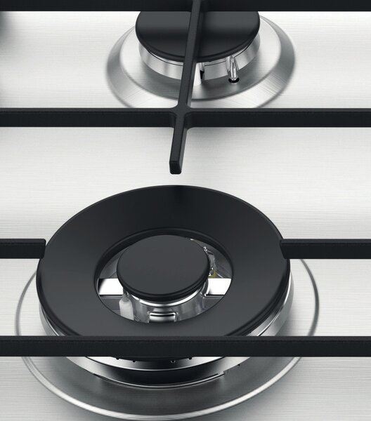 Whirlpool Piano Cottura a Gas 4 Fuochi Larghezza 60 cm Griglie in Ghisa colore Inox - GMWL 628/IXL