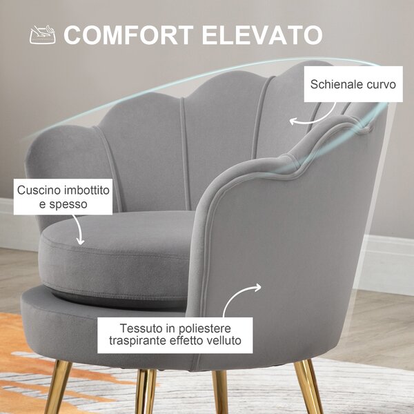 HOMCOM Poltrona Vintage di Design in Velluto Marrone, Poltroncina da Camera con Schienale Alto 76x67x74cm Marrone|Aosom