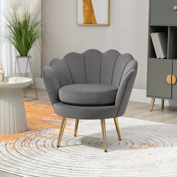 HOMCOM Poltrona Vintage di Design in Velluto Marrone, Poltroncina da Camera con Schienale Alto 76x67x74cm Marrone|Aosom