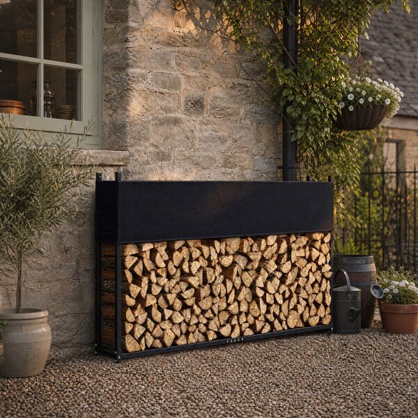 Outsunny Portalegna in acciaio con copertura Oxford 600D, portata 500 kg, 202x25x113 cm, nero | Aosom Italy