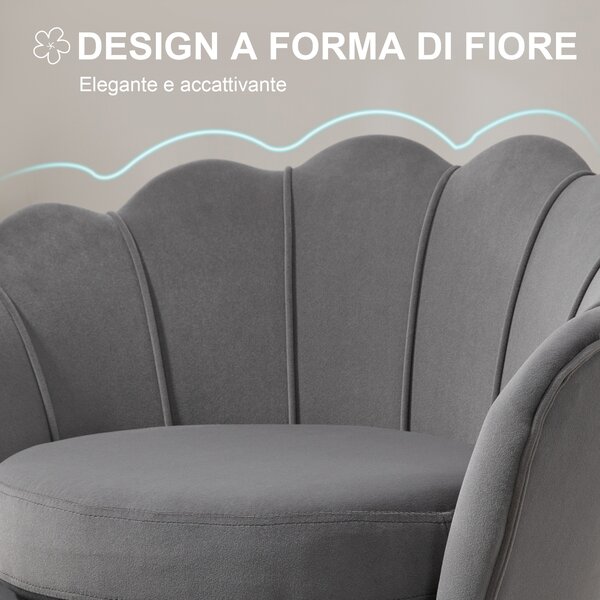 HOMCOM Poltrona Vintage di Design in Velluto Marrone, Poltroncina da Camera con Schienale Alto 76x67x74cm Marrone|Aosom