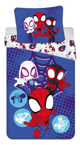 Set copripiumino e federa da bambini blu in cotone per letto singolo 140x200 cm Spidey – Jerry Fabrics