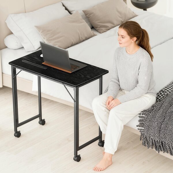 HOMCOM Scrivania pieghevole per computer con ruote e supporto dispositivo, 80x52 cm, nero | Aosom Italy