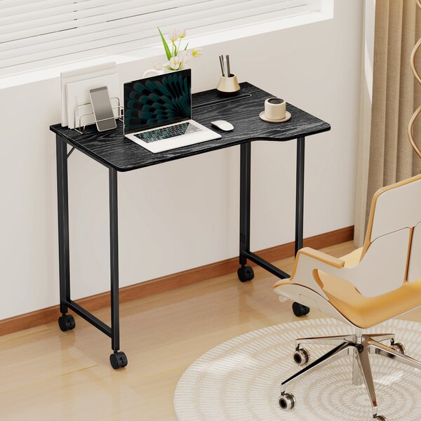 HOMCOM Scrivania pieghevole per computer con ruote e supporto dispositivo, 80x52 cm, nero | Aosom Italy