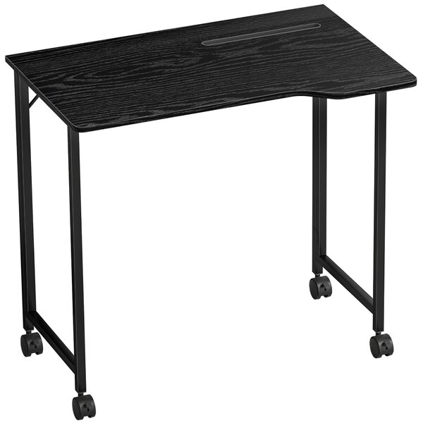 HOMCOM Scrivania pieghevole per computer con ruote e supporto dispositivo, 80x52 cm, nero | Aosom Italy