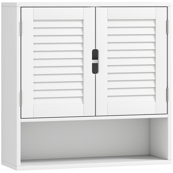 HOMCOM Armadietto da bagno a parete con anta a persiana e ripiano regolabile, 60x20x60 cm, bianco | Aosom Italy