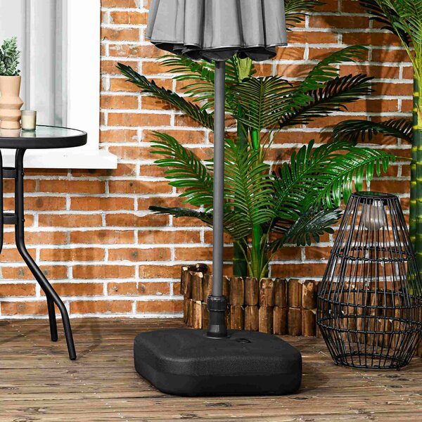 Outsunny Base per Ombrellone Riempibile con Acqua e Sabbia, Carico Massimo 30kg ,HDPE, 46x45x26 cm Nero |Aosom