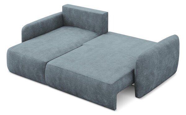 Divano angolare blu polveroso allungabile/con contenitore (con penisola a sinistra/con chaise lounge) con rivestimento in ciniglia Lilo – Makamii