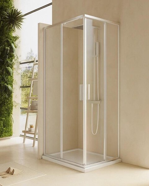 Box doccia 80x90 Rio doppio scorrevole vetro 6 mm trasparente H 195 cromo