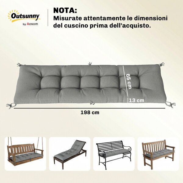 Outsunny Cuscino Poltrona Patio con Cinghie, Grigio Chiaro | Aosom Italy