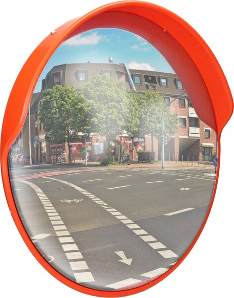 ECD Germany Specchio per il traffico con staffa orientabile, Ø 30 cm, rosso, resistente alle intemperie