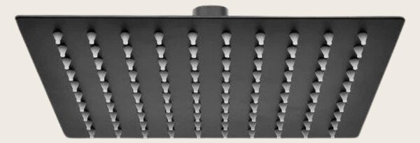 Soffione doccia 40x40 quadrato anticalcare in acciaio nero opaco Platinum