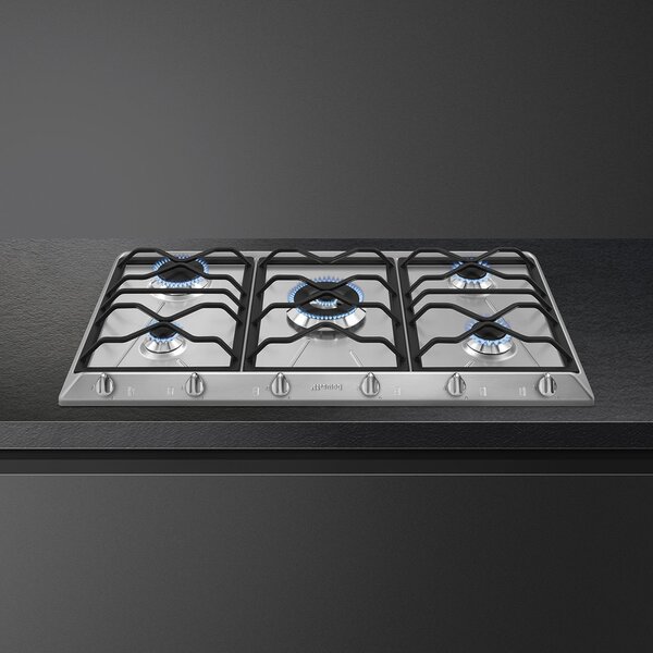 Smeg Piano Cottura 5 Fuochi a Gas Larghezza 90 cm (1 Bruciatore Tripla Corona) in Acciaio Inox colore Inox - SRV596O