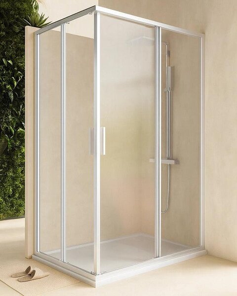 Box doccia 90x120 Rio doppio scorrevole vetro 6 mm trasparente H 195 cromo