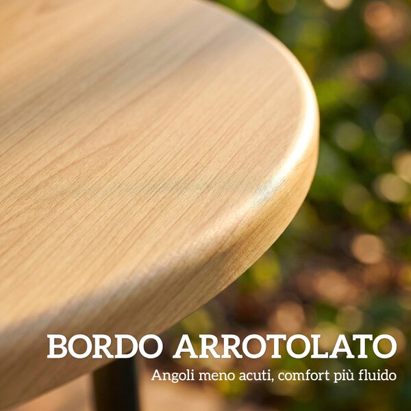 Outsunny Tavolino da Giardino Rotondo in Metallo, per Balcone e Terrazzo, Ø48x51 cm, Effetto Legno Naturale | Aosom Italy