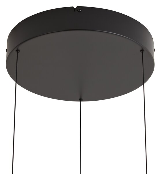 Lampada a sospensione moderna nera con stampa effetto legno di noce, LED integrato dimmerabile a 3 fasi, Easylift - Drew