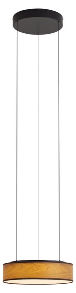 Lampada a sospensione moderna nera con stampa effetto legno di noce, LED integrato dimmerabile a 3 fasi, Easylift - Drew