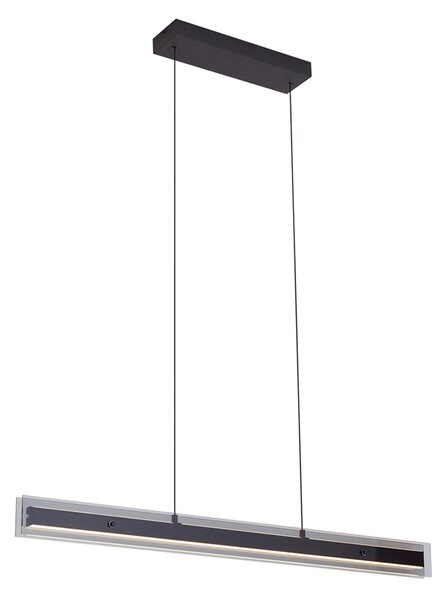 Lampada a sospensione moderna nera con vetro fumé con LED Easylift - Catch