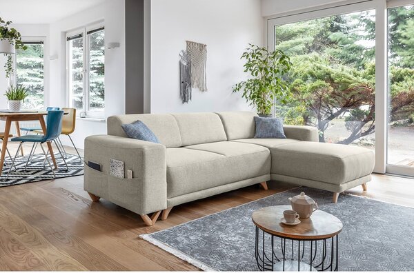 Divano angolare beige allungabile e con contenitore Classy Sophie – Miuform