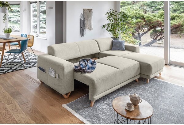 Divano angolare beige allungabile e con contenitore Classy Sophie – Miuform