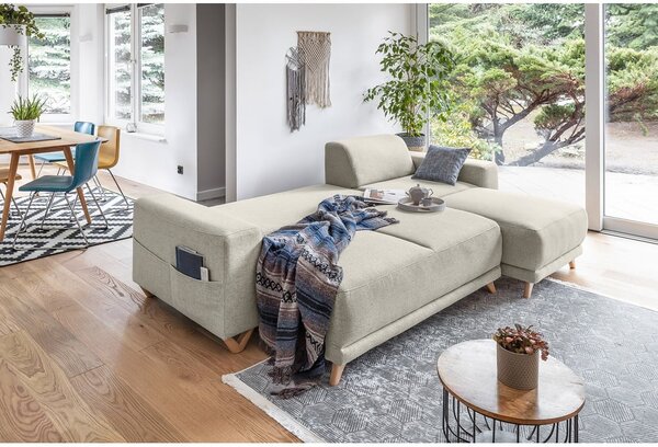 Divano angolare beige allungabile e con contenitore Classy Sophie – Miuform