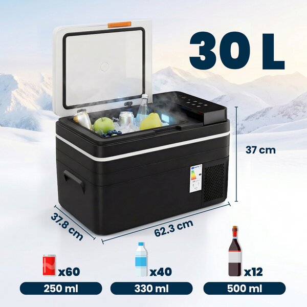 Outsunny 30L Portable Compressor Fridge Freezer, Camping with App Control, Black. | Aosom Italy