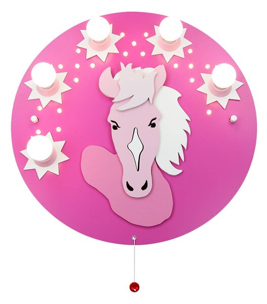 Elobra Plafoniera Pony rosa, 5 luci