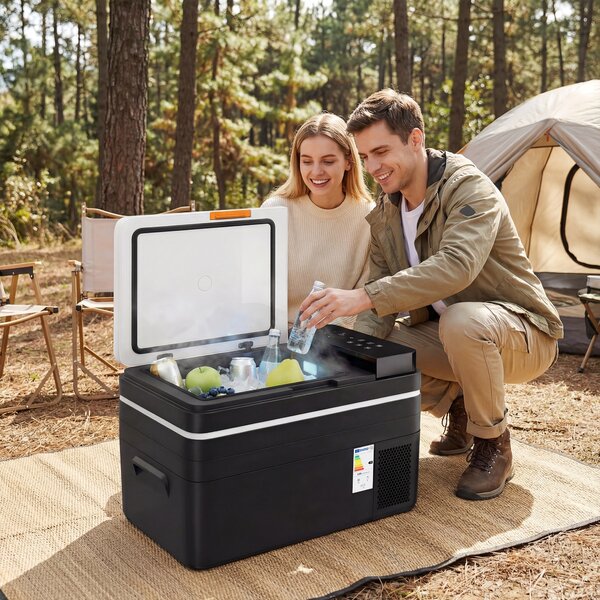 Outsunny 30L Portable Compressor Fridge Freezer, Camping with App Control, Black. | Aosom Italy