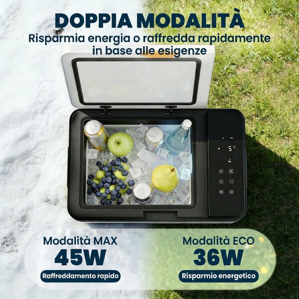 Outsunny 30L Portable Compressor Fridge Freezer, Camping with App Control, Black. | Aosom Italy