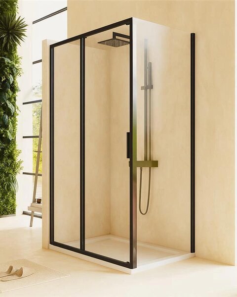 Box doccia 120x80 Rio un anta scorrevole vetro 6 mm trasparente H 195 nero