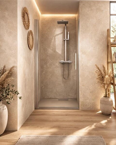 Nicchia doccia 100 cm a battente in vetro temperato 6 mm 195 H cromo Linje