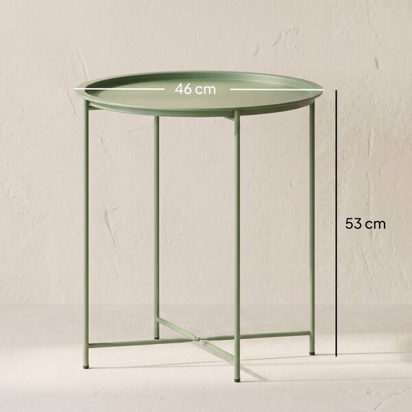 Outsunny Tavolino da Giardino con Vassoio Rimovibile e Gambe Pieghevoli in Acciaio, Ø46x50 cm, Verde | Aosom Italy