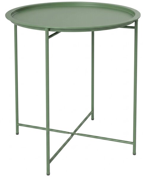 Outsunny Tavolino da Giardino con Vassoio Rimovibile e Gambe Pieghevoli in Acciaio, Ø46x50 cm, Verde | Aosom Italy