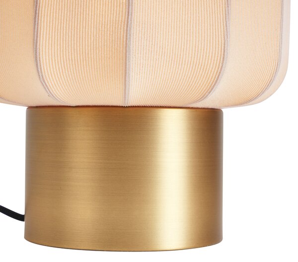 Lampada da tavolo Japandi oro con paralume beige - Pluni