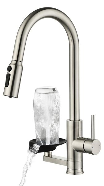 Rubinetto da cucina con filtro dell'acqua a 3 vie, beccuccio doppio estraibile e rotazione a 360°