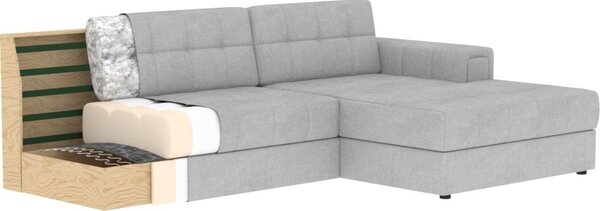Divano angolare beige allungabile (con penisola a destra/con chaise lounge) con rivestimento in velluto Blezalt – ELTAP