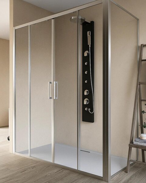 Box doccia 80x160 Marsiglia doppio scorrevole reversibile trasparente H 195 cromo