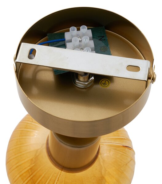 Faretto da soffitto moderno oro con vetro ambra rotondo - Teddy