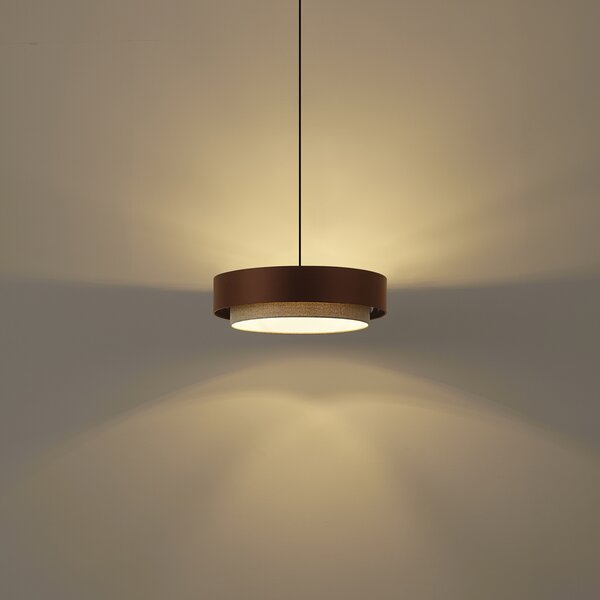 Lampada a sospensione moderna bronzo scuro con tortora 50cm 3 luci - Drum Duo