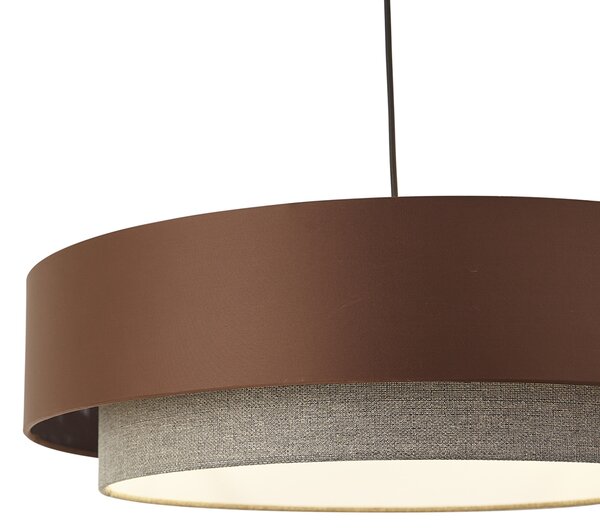 Lampada a sospensione moderna bronzo scuro con tortora 50cm 3 luci - Drum Duo